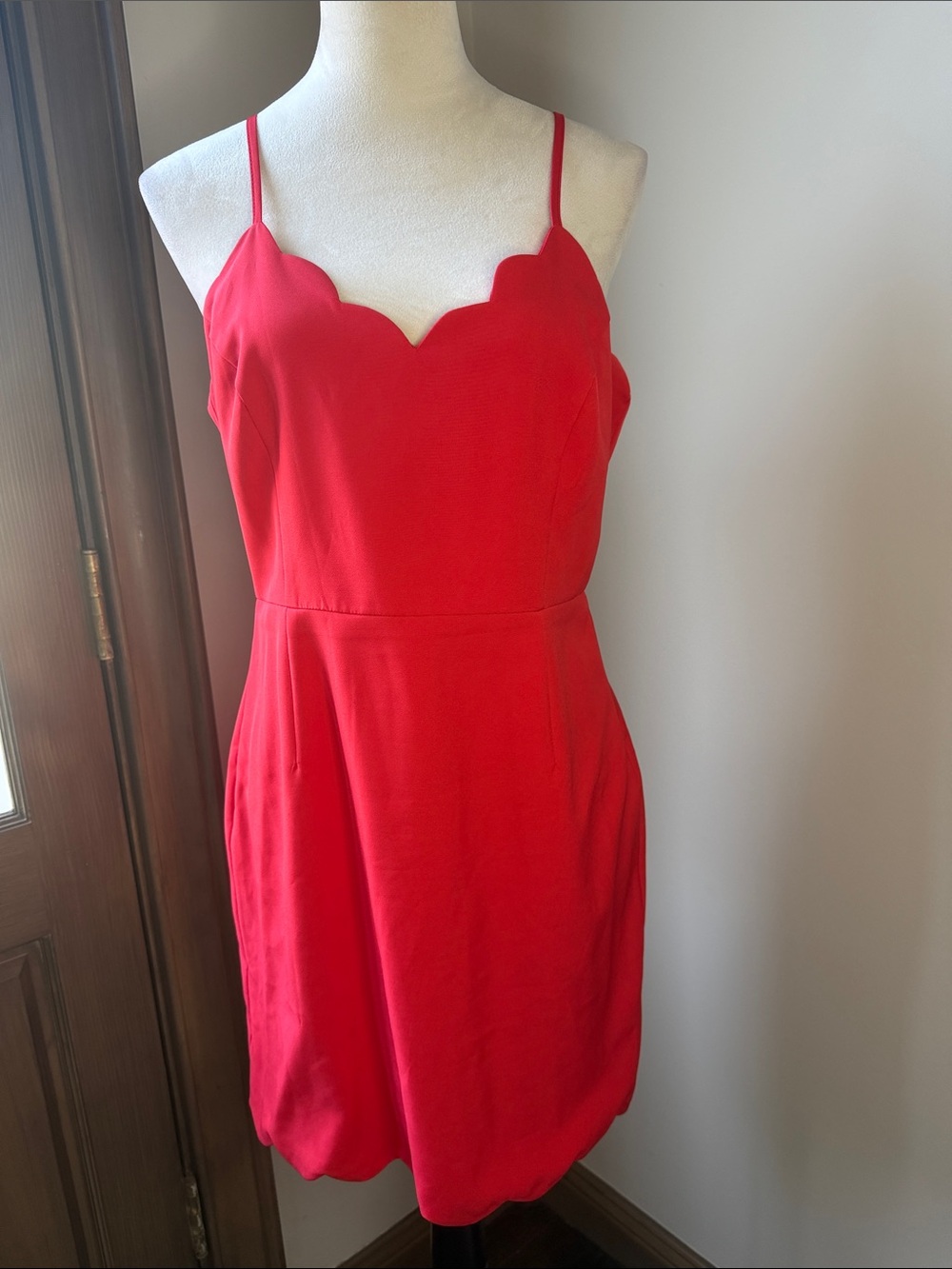 AQUA for BLOOMINGDALES Red Scallop Neck Mini Dress Size Medium
